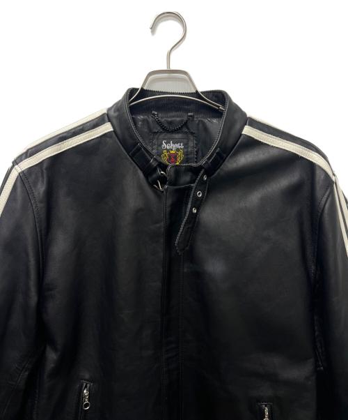 Schott（ショット）Schott (ショット) シングルライダースジャケット ブラック×ホワイト サイズ:2XLの古着・服飾アイテム