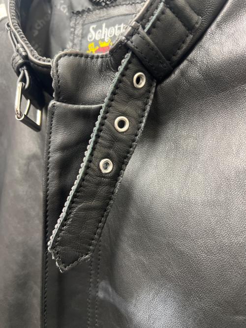 Schott（ショット）Schott (ショット) シングルライダースジャケット ブラック×ホワイト サイズ:2XLの古着・服飾アイテム