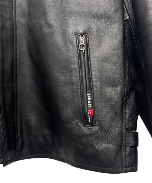 Schott（ショット）Schott (ショット) シングルライダースジャケット ブラック×ホワイト サイズ:2XLの古着・服飾アイテム