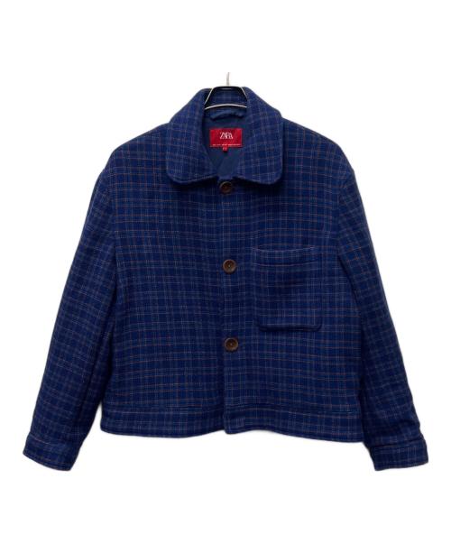 ZARA（ザラ）ZARA (ザラ) Harry Lambert (ハリー・ランバート) チェックジャケット ネイビー サイズ:Ｌの古着・服飾アイテム