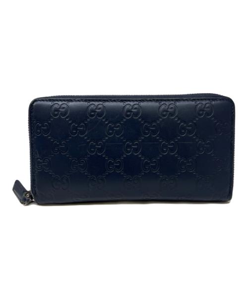 GUCCI（グッチ）GUCCI (グッチ) グッチシマ ラウンドファスナー 長財布　GUCCI（グッチ）　307987 ネイビーの古着・服飾アイテム