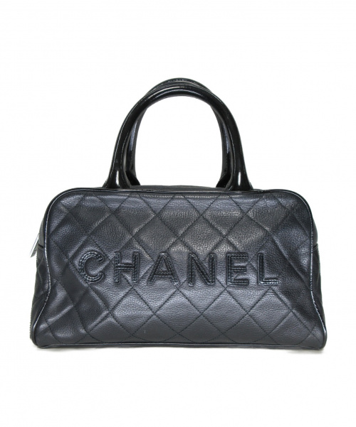 CHANEL（シャネル）CHANEL (シャネル) ミニボストンバッグ ブラック マトラッセ A15685 キャビアスキン/パテントレザー 6426931の古着・服飾アイテム