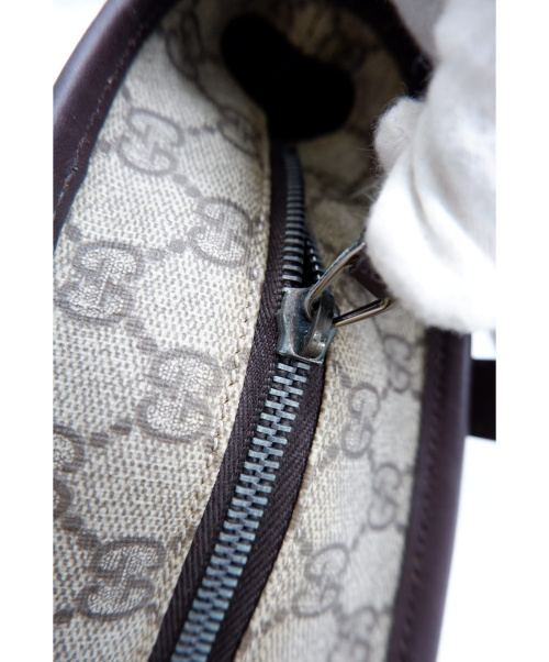 GUCCI（グッチ）GUCCI (グッチ) トートバッグ ブラウン GG 211136 PVC/レザー 002123の古着・服飾アイテム