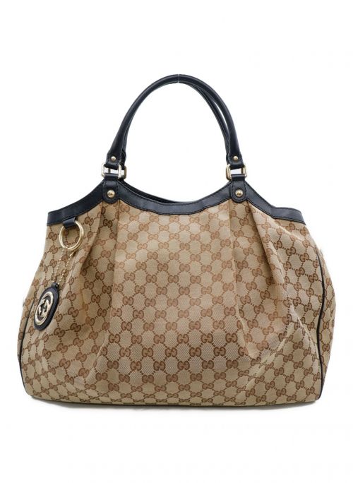 GUCCI（グッチ）GUCCI (グッチ) GGキャンバストートバッグ ベージュの古着・服飾アイテム