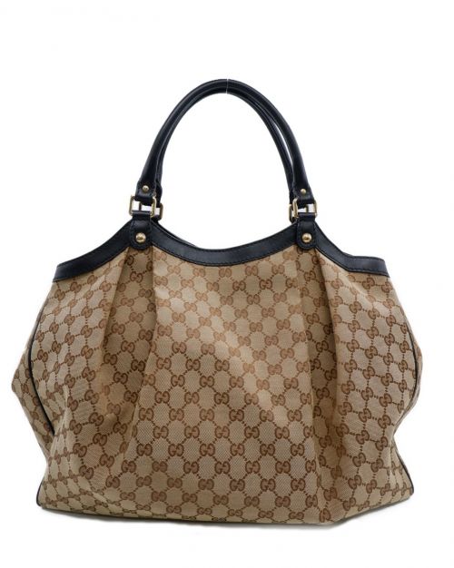 GUCCI（グッチ）GUCCI (グッチ) GGキャンバストートバッグ ベージュの古着・服飾アイテム