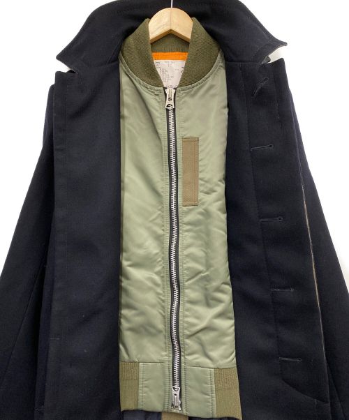 sacai（サカイ）sacai (サカイ) MA-1ドッキングステンカラーコート ネイビー サイズ:2の古着・服飾アイテム