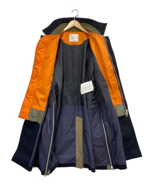 sacai（サカイ）sacai (サカイ) MA-1ドッキングステンカラーコート ネイビー サイズ:2の古着・服飾アイテム