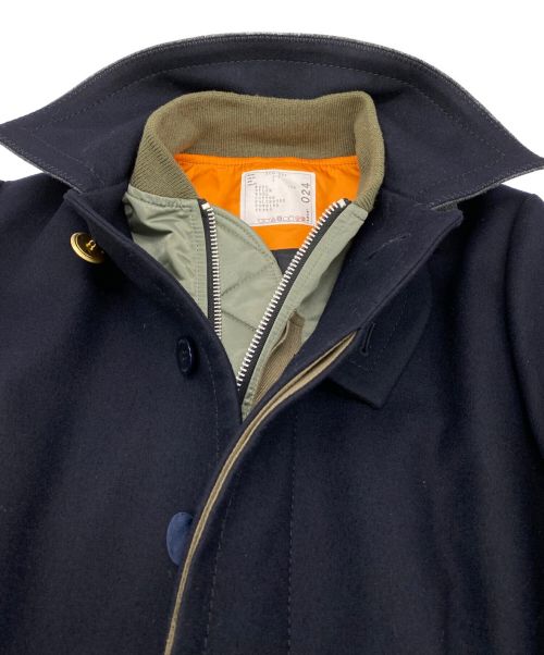 sacai（サカイ）sacai (サカイ) MA-1ドッキングステンカラーコート ネイビー サイズ:2の古着・服飾アイテム