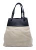 BOTTEGA VENETA（ボッテガベネタ）の古着「レザートリムキャンバストートバッグ」｜ブラック×ベージュ