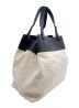 BOTTEGA VENETA (ボッテガベネタ) レザートリムキャンバストートバッグ ブラック×ベージュ：89800円