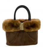 Salvatore Ferragamoサルヴァトーレ フェラガモ）の古着「ファー付きスウェードハンドバッグ」｜ブラウン