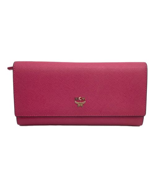 MCM（エムシーエム）MCM (エムシーエム) 3つ折り長財布 ショッキングピンクの古着・服飾アイテム