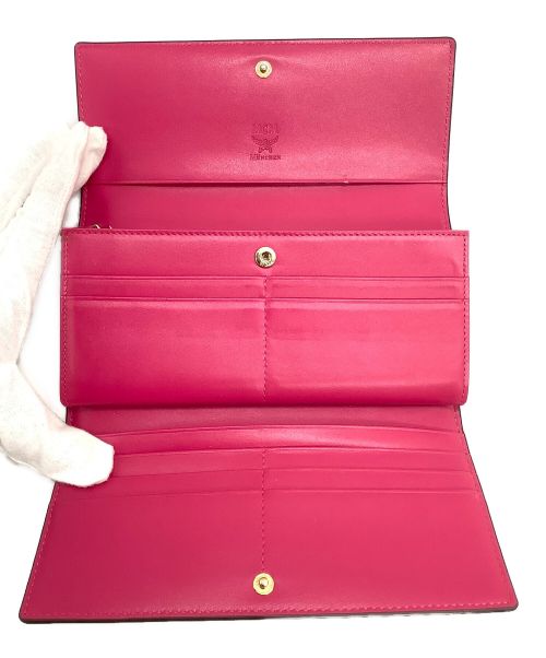 MCM（エムシーエム）MCM (エムシーエム) 3つ折り長財布 ショッキングピンクの古着・服飾アイテム