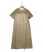 AMACAアマカ）の古着「クールスムース×レースTシャツワンピース」｜ベージュ