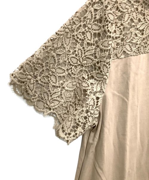 AMACA（アマカ）AMACA (アマカ) クールスムース×レースTシャツワンピース ベージュ サイズ:38の古着・服飾アイテム