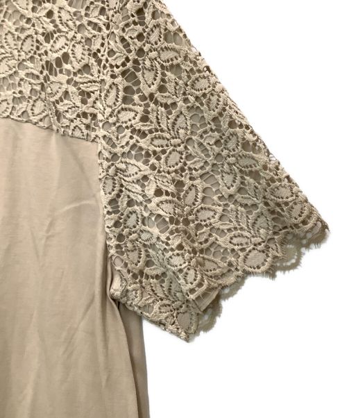 AMACA（アマカ）AMACA (アマカ) クールスムース×レースTシャツワンピース ベージュ サイズ:38の古着・服飾アイテム