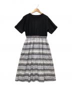 BLUE LABEL CRESTBRIDGEブルーレーベルクレストブリッジ）の古着「半袖ワンピース」｜ブラック×グレー