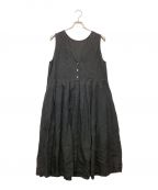nest Robeネストローブ）の古着「リネンタックノースリーブ2WAYワンピース」｜ブラック
