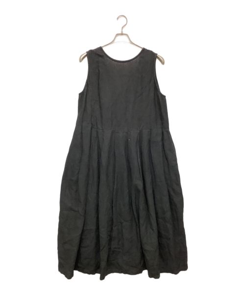 nest Robe（ネストローブ）nest Robe (ネストローブ) リネンタックノースリーブ2WAYワンピース ブラック サイズ:FREEの古着・服飾アイテム