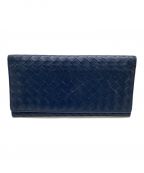 BOTTEGA VENETAボッテガベネタ）の古着「イントレチャート　ロングウォレット」｜ネイビー