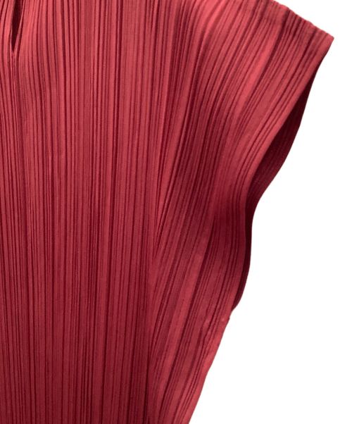 PLEATS PLEASE（プリーツプリーズ）PLEATS PLEASE (プリーツプリーズ) プリーツワンピース レッド サイズ:3の古着・服飾アイテム