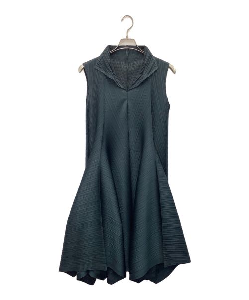 PLEATS PLEASE（プリーツプリーズ）PLEATS PLEASE (プリーツプリーズ) 変形プリーツワンピース グリーン サイズ:3の古着・服飾アイテム
