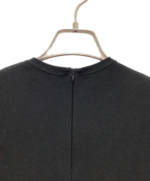 DRAWER（ドゥロワー）DRAWER (ドゥロワー) 16Gミラノ編みヘムフレアショートスリーブ ブラック サイズ:FREEの古着・服飾アイテム