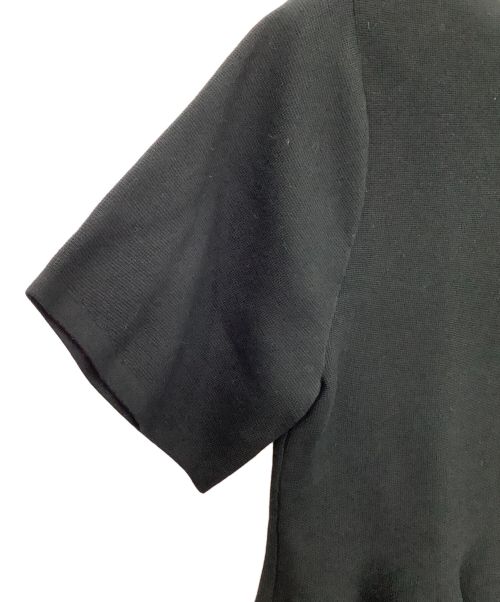 DRAWER（ドゥロワー）DRAWER (ドゥロワー) 16Gミラノ編みヘムフレアショートスリーブ ブラック サイズ:FREEの古着・服飾アイテム