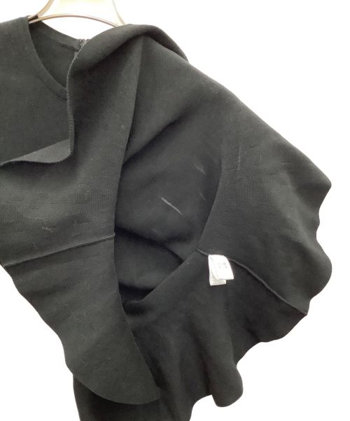 DRAWER（ドゥロワー）DRAWER (ドゥロワー) 16Gミラノ編みヘムフレアショートスリーブ ブラック サイズ:FREEの古着・服飾アイテム