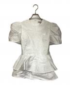 BORDERS at BALCONYボーダーズアットバルコニー）の古着「ジャガードペプラムトップス」｜ホワイト