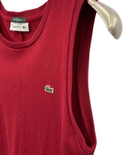 LACOSTE（ラコステ）LACOSTE (ラコステ) B:MING LIFE STORE by BEAMS (ビーミングライフストア バイ ビームス) 鹿の子ノースリーブワンピース レッド サイズ:36の古着・服飾アイテム