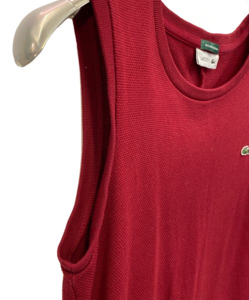LACOSTE（ラコステ）LACOSTE (ラコステ) B:MING LIFE STORE by BEAMS (ビーミングライフストア バイ ビームス) 鹿の子ノースリーブワンピース レッド サイズ:36の古着・服飾アイテム