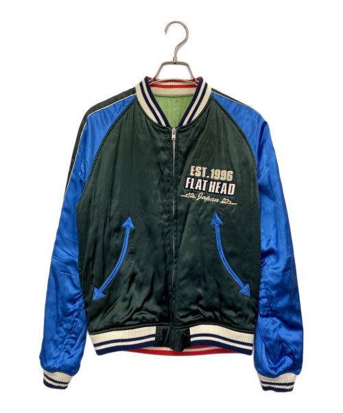 THE FLAT HEAD（ザ・フラットヘッド）THE FLAT HEAD (ザ・フラットヘッド) リバーシブルスカジャン グリーン×ブルー サイズ:38の古着・服飾アイテム