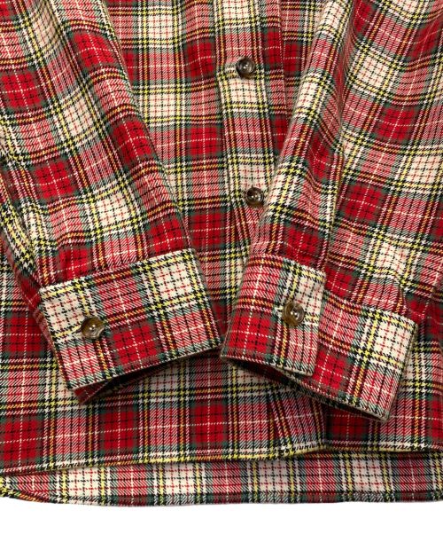 GUCCI（グッチ）GUCCI (グッチ) バック刺繍チェックシャツ レッド×グリーン サイズ:54の古着・服飾アイテム