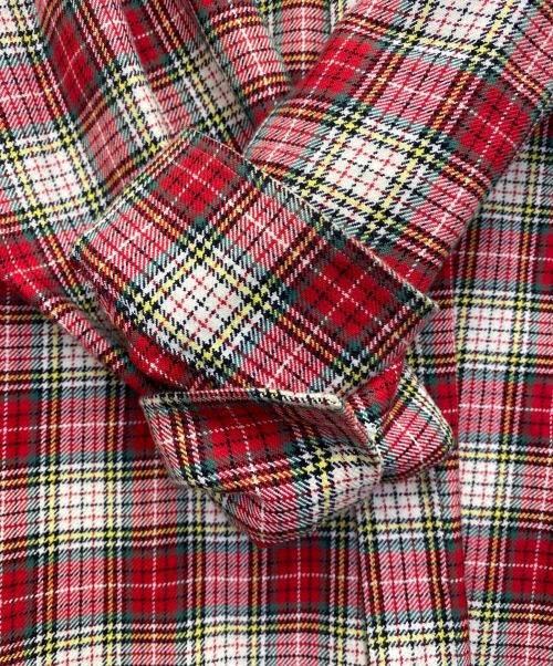 GUCCI（グッチ）GUCCI (グッチ) バック刺繍チェックシャツ レッド×グリーン サイズ:54の古着・服飾アイテム