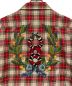 中古・古着 GUCCI (グッチ) バック刺繍チェックシャツ レッド×グリーン サイズ:54：25000円