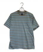 stussyステューシー）の古着「ボーダー 半袖Tシャツ」｜ブルー×グレー