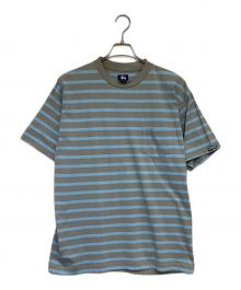 stussy（ステューシー）の古着「ボーダー 半袖Tシャツ」｜ブルー×グレー