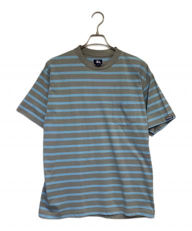 Stussy ボーダー Tシャツ 刺繍ロゴ ブラック ブルーold 1035010644363042_01_7875w.jpeg