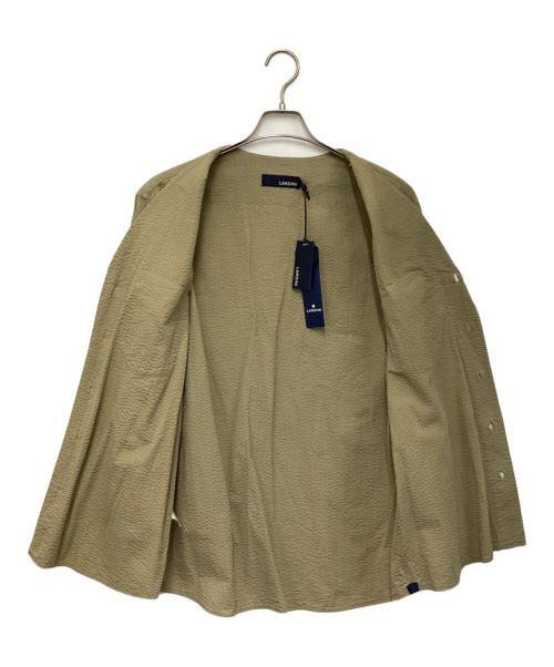 LARDINI（ラルディーニ）LARDINI (ラルディーニ) シアサッカー ノーカラー シャツブルゾン グリーン サイズ:Lの古着・服飾アイテム