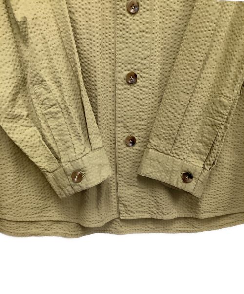 LARDINI（ラルディーニ）LARDINI (ラルディーニ) シアサッカー ノーカラー シャツブルゾン グリーン サイズ:Lの古着・服飾アイテム