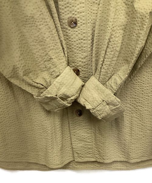 LARDINI（ラルディーニ）LARDINI (ラルディーニ) シアサッカー ノーカラー シャツブルゾン グリーン サイズ:Lの古着・服飾アイテム