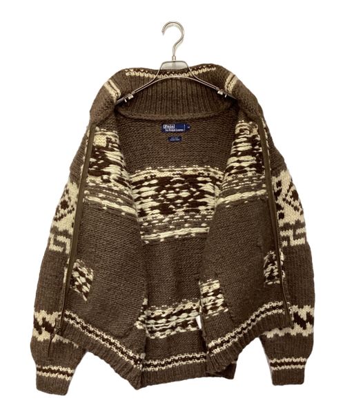 POLO RALPH LAUREN（ポロ・ラルフローレン）POLO RALPH LAUREN (ポロ・ラルフローレン) カウチンニットジャケット ブラウン×アイボリー サイズ:Mの古着・服飾アイテム
