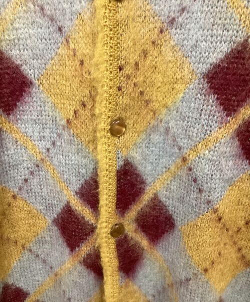 Needles（ニードルズ）Needles (ニードルズ) MOHAIR CARDIGAN ARGYLE（モヘア カーディガン アーガイル） イエロー サイズ:Sの古着・服飾アイテム