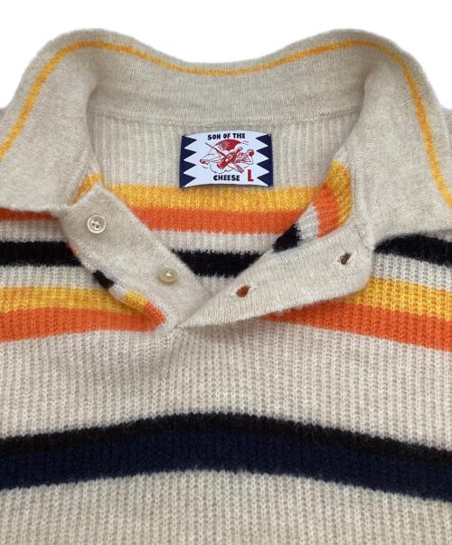 son of the cheese（（サノバチーズ））son of the cheese (サノバチーズ) Border Polo（ボーダー ポロ）ニット ベージュ サイズ:Lの古着・服飾アイテム