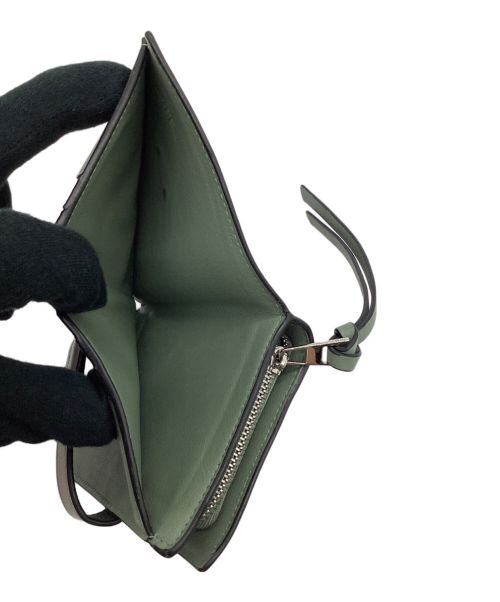 LOEWE（ロエベ）LOEWE (ロエベ) コンパクト ジップ ウォレット 2つ折り財布 グレー×グリーンの古着・服飾アイテム