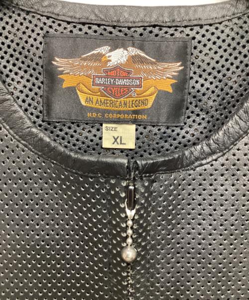 HARLEY-DAVIDSON（ハーレーダビッドソン）HARLEY-DAVIDSON (ハーレーダビッドソン) レザーメッシュベスト ブラック サイズ:XLの古着・服飾アイテム