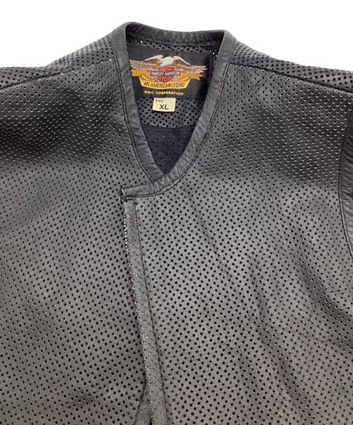 HARLEY-DAVIDSON（ハーレーダビッドソン）HARLEY-DAVIDSON (ハーレーダビッドソン) レザーメッシュベスト ブラック サイズ:XLの古着・服飾アイテム