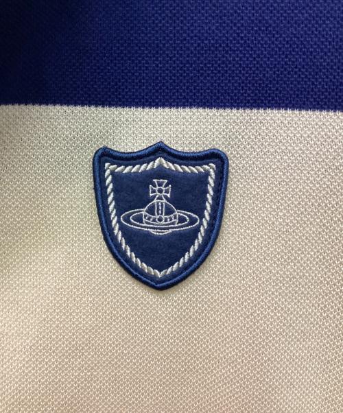 Vivienne Westwood man（ヴィヴィアン ウェストウッド マン）Vivienne Westwood man (ヴィヴィアン ウェストウッド マン) 半袖ポロシャツ ブルー×ベージュ サイズ:44の古着・服飾アイテム