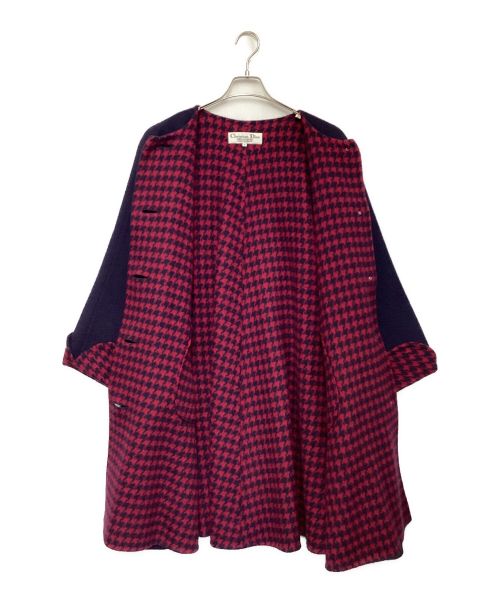 Christian Dior（クリスチャン ディオール）Christian Dior (クリスチャン ディオール) ノーカラーウールコート パープル サイズ:9の古着・服飾アイテム